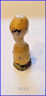 ANTIQUE HUBLEY CAST IRON Childs Doorstop YELLOW DUCK PAPERWEIGHT Metal