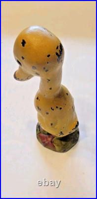 ANTIQUE HUBLEY CAST IRON Childs Doorstop YELLOW DUCK PAPERWEIGHT Metal