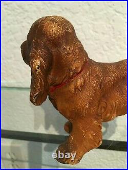 ANTIQUE HUBLEY SOLID CAST IRON COCKER SPANIEL DOG DOORSTOP ART 5 lbs 7 in long