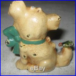 ANTIQUE HUBLEY SOLID CAST IRON DOG with FLY ART STATUE PAPERWEIGHT TOY DOORSTOP