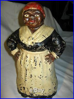 Antique Hubley Toy Black Americana Mammy Lady Cast Iron Art Statue Door Doorstop