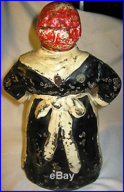Antique Hubley Toy Black Americana Mammy Lady Cast Iron Art Statue Door Doorstop