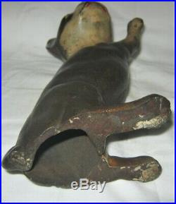 ANTIQUE HUBLEY USA BOSTON TERRIER CAST IRON DOG With PAW UP ART STATUE DOORSTOP US