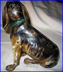 Antique Hubley USA Cast Iron Bloodhound Dog Art Statue Sculpture Door Doorstop