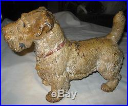 Antique Huge Hubley Sealyham Terrier Cast Iron Original Factory Doorstop Statue