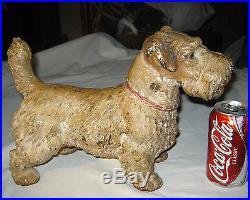 Antique Huge Hubley Sealyham Terrier Cast Iron Original Factory Doorstop Statue