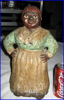 Antique Huge X Rare Hubley Black Americana Mammy Cast Iron Statue Art Doorstop