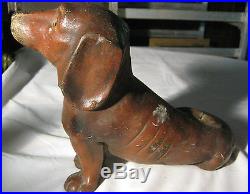 Antique Primitive Cast Iron Dachshund Dog Art Statue Sculpture Doorstop Hubley