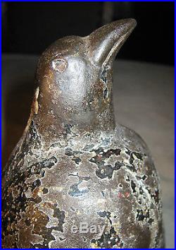 Antique Primitive Cast Iron Taylor Cook Sea Ice Penguin Statue Doorstop Hubley