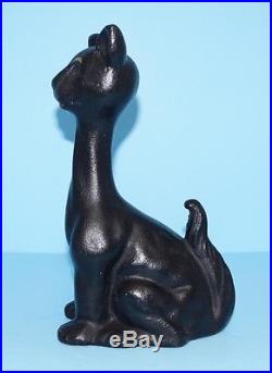 ANTIQUE RARE WHIMSICAL SITTING CAT With TAIL UP CAST IRON DOORSTOP CIRCA 1915's