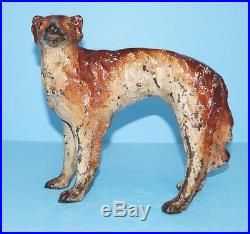 ANTIQUE RUSSIAN WOLFHOUND, AFGHAN, OR BORZOI DOG CAST IRON DOORSTOP CIRCA 1920's