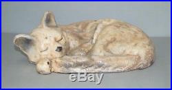 ANTIQUE SLEEPING CAT METAL ART CAST IRON DOORSTOP CIRCA 1920's-1930's