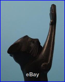 ANTIQUE STRETCHING BLACK CAT KITTEN CAST IRON DOORSTOP cMETAL ART CIRCA 1920's