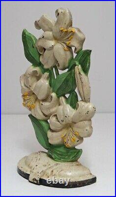 ANTIQUE TIGER LILIES FLOWERS CAST IRON HUBLEY DOORSTOP Ca. 1930's