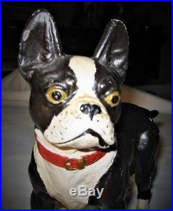 Antique USA Boston Terrier Cast Iron Dog Statue Sculpture Hubley Door Doorstop