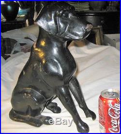 Antique USA Ma Cast Iron Porcelain Sign Dog Art Statue Sculpture Doorstop Hubley