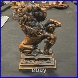 ANTIQUE VICTORIAN HEAVY CAST IRON LION DOORSTOP excellent condition