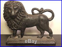Antique Victorian Heavy Huge Cast Iron Lion Art Statue Sculpture Doorstop 18 Lbs