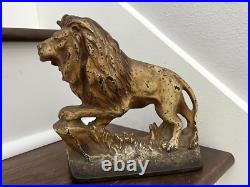 ANTIQUE VINTAGE c. 1930 CREATION Co PAINTED IRON LION DOORSTOP