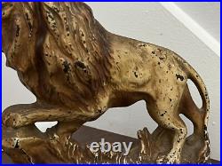 ANTIQUE VINTAGE c. 1930 CREATION Co PAINTED IRON LION DOORSTOP