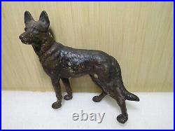 Aantique Hubley Cast Iron Police Guard Dog German Shepard Gun Statue Doorstop