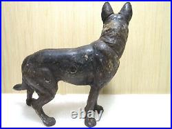 Aantique Hubley Cast Iron Police Guard Dog German Shepard Gun Statue Doorstop