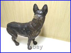 Aantique Hubley Cast Iron Police Guard Dog German Shepard Gun Statue Doorstop