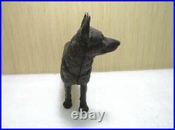 Aantique Hubley Cast Iron Police Guard Dog German Shepard Gun Statue Doorstop