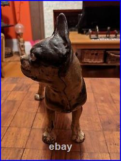 AnTiQuE BOSTON TERRIER Bulldog Cast Iron Dog DOORSTOP vtg hubley-style