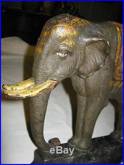Antique # 12 Davison Bradley Hubbard Elephant Cast Iron Statue Doorstop Hubley