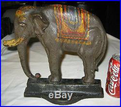Antique # 12 Davison Bradley Hubbard Elephant Cast Iron Statue Doorstop Hubley