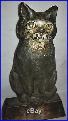 Antique 12 Pound Cast Iron Cat Doorstop Home Office Door Art Hubley USA Kitten Antique 12 Pound Cast Iron Cat Doorstop Home Office Door Art Hubley USA Kitten