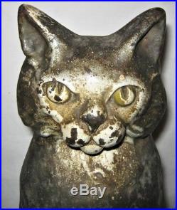 Antique 12 Pound Cast Iron Cat Doorstop Home Office Door Art Hubley USA Kitten