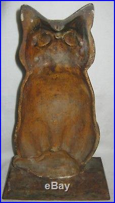 Antique 12 Pound Cast Iron Cat Doorstop Home Office Door Art Hubley USA Kitten