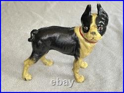 Antique 1916 Hubley Cast Iron Boston Terrier Door Stop Bank Facing Right 10
