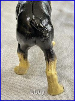 Antique 1916 Hubley Cast Iron Boston Terrier Door Stop Bank Facing Right 10
