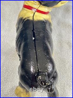 Antique 1916 Hubley Cast Iron Boston Terrier Door Stop Bank Facing Right 10