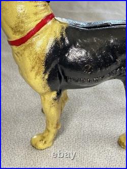 Antique 1916 Hubley Cast Iron Boston Terrier Door Stop Bank Facing Right 10