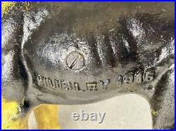 Antique 1916 Hubley Cast Iron Boston Terrier Door Stop Bank Facing Right 10