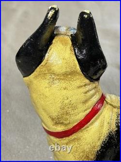 Antique 1916 Hubley Cast Iron Boston Terrier Door Stop Bank Facing Right 10