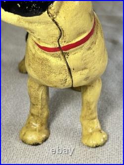 Antique 1916 Hubley Cast Iron Boston Terrier Door Stop Bank Facing Right 10