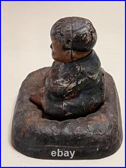 Antique 1920's Hubley Japanese Takeo Boy on Cushion Cast Iron Doorstop #61 Antique 1920's Hubley Japanese Takeo Boy on Cushion Cast Iron Doorstop #61