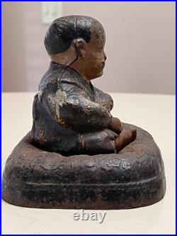 Antique 1920's Hubley Japanese Takeo Boy on Cushion Cast Iron Doorstop #61 Antique 1920's Hubley Japanese Takeo Boy on Cushion Cast Iron Doorstop #61