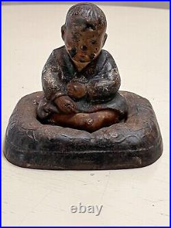 Antique 1920's Hubley Japanese Takeo Boy on Cushion Cast Iron Doorstop #61 Antique 1920's Hubley Japanese Takeo Boy on Cushion Cast Iron Doorstop #61