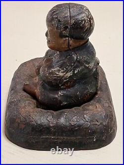 Antique 1920's Hubley Japanese Takeo Boy on Cushion Cast Iron Doorstop #61 Antique 1920's Hubley Japanese Takeo Boy on Cushion Cast Iron Doorstop #61