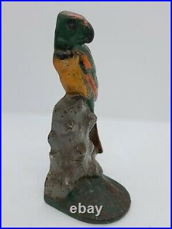 Antique 1920's Painted PARROT Bird Cast Iron Doorstop # 80 Albany Foundry USA