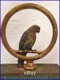 Antique 1920s BRADLEY & HUBBARD Cockatoo PARROT Parekeet CAST IRON Bird DOORSTOP