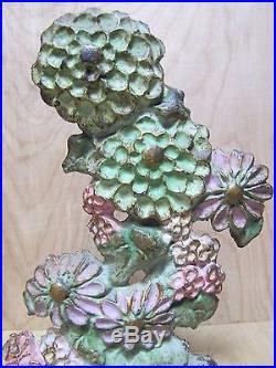 Antique 1920s LVL Flowers Decorative Art Cast Iron Doorstop Lula Verhoren Lavell