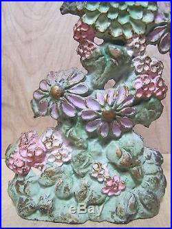 Antique 1920s LVL Flowers Decorative Art Cast Iron Doorstop Lula Verhoren Lavell