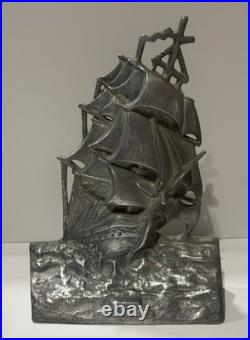 Antique 1924 AM Greenblatt Studios Cast Iron THE CONSTITUTION Ship Door Stop